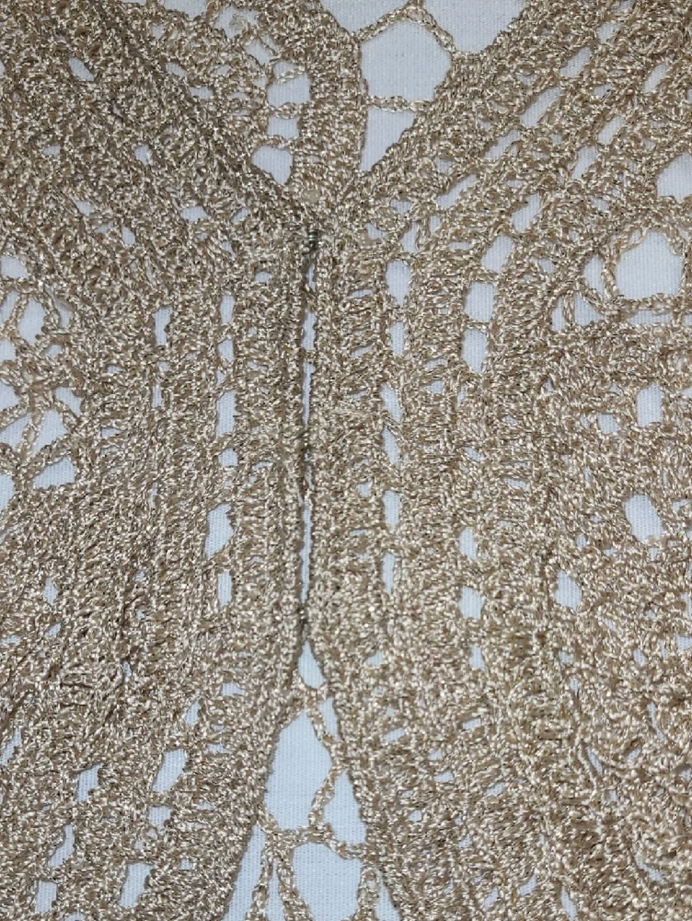 Zashi Beige and Gold Crochet Triple Hook and Eye Front Layering Shrug L - Picture 5 of 8